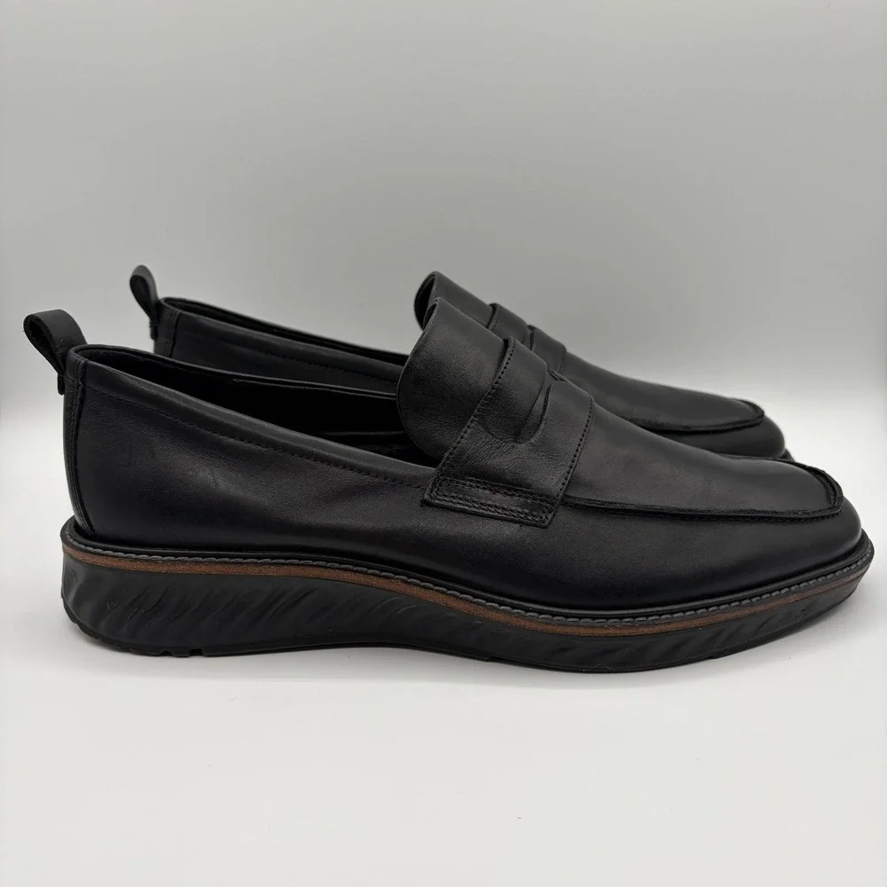 ECCO Mens St.1 Hybrid Black Leather Penny Dress Loafer Shoe Size 12